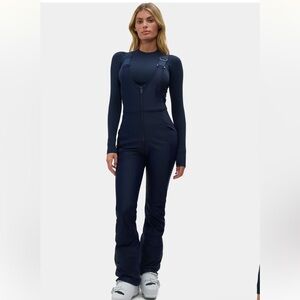 new Halfdays Isabel soft shell bib pant ski overalls in navy blue